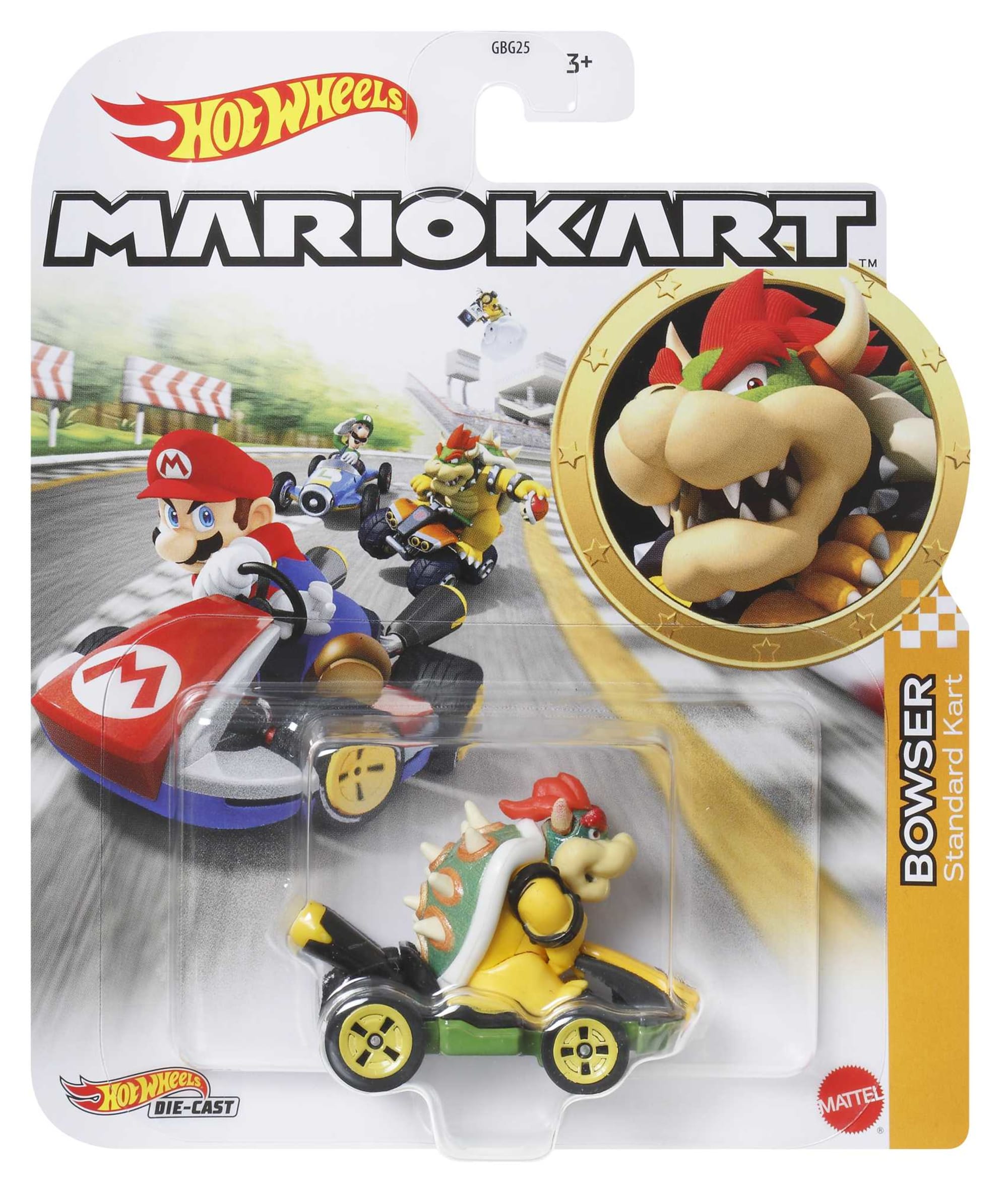 Hot Wheels Mario Kart Vehículo de Juguete Bowser Estándar Kart