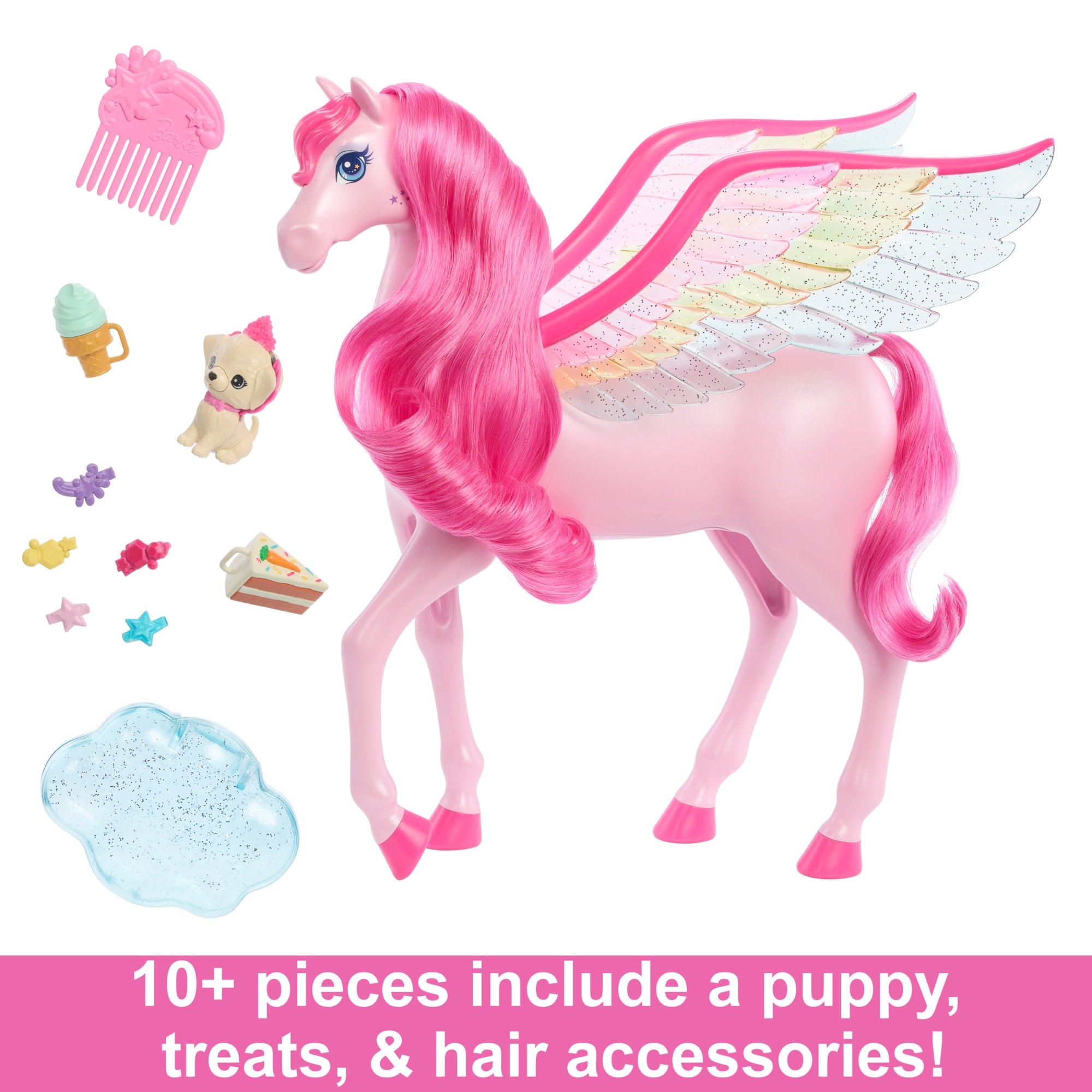 Barbie A Touch Of Magic Pink Pegasus With Puppy, Winged Horse Toys With Lights And Sounds