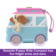 Polly Pocket Dolls And Playset, Travel Toys, Seaside Puppy Ride Compact