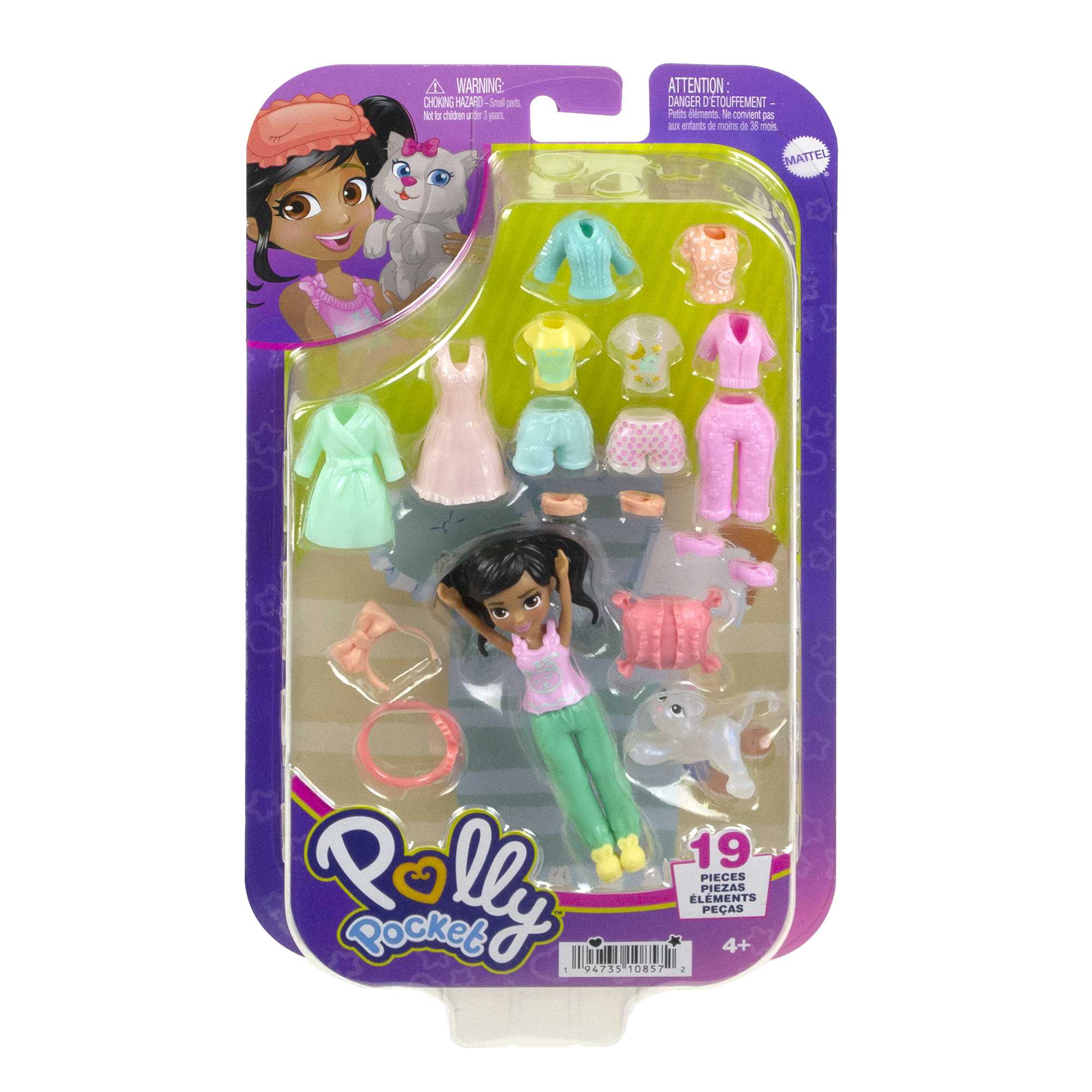 Polly Pocket Coffret Poupée et 18 Accessoires, Chaton Nacré