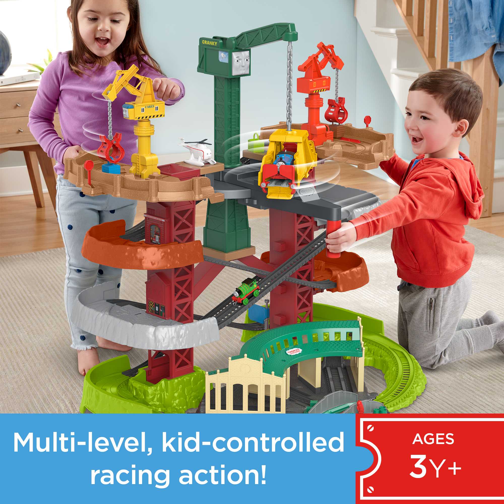 Thomas & Friends Trains & Cranes Super Tower Playset With Thomas, Percy & Harold