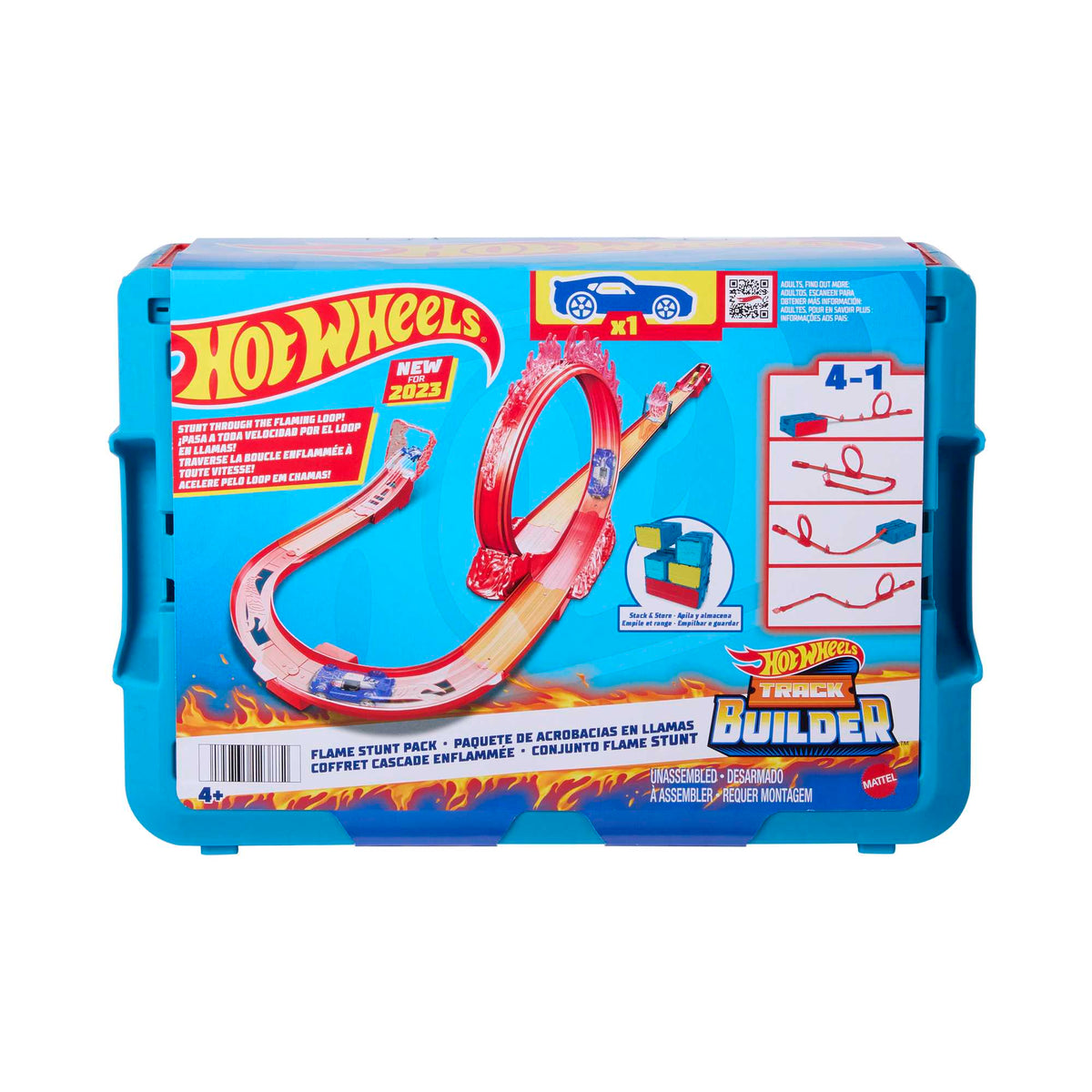 Hot Wheels Track Builder Coffret Piste Cascade Flamme, 1 Véhicule