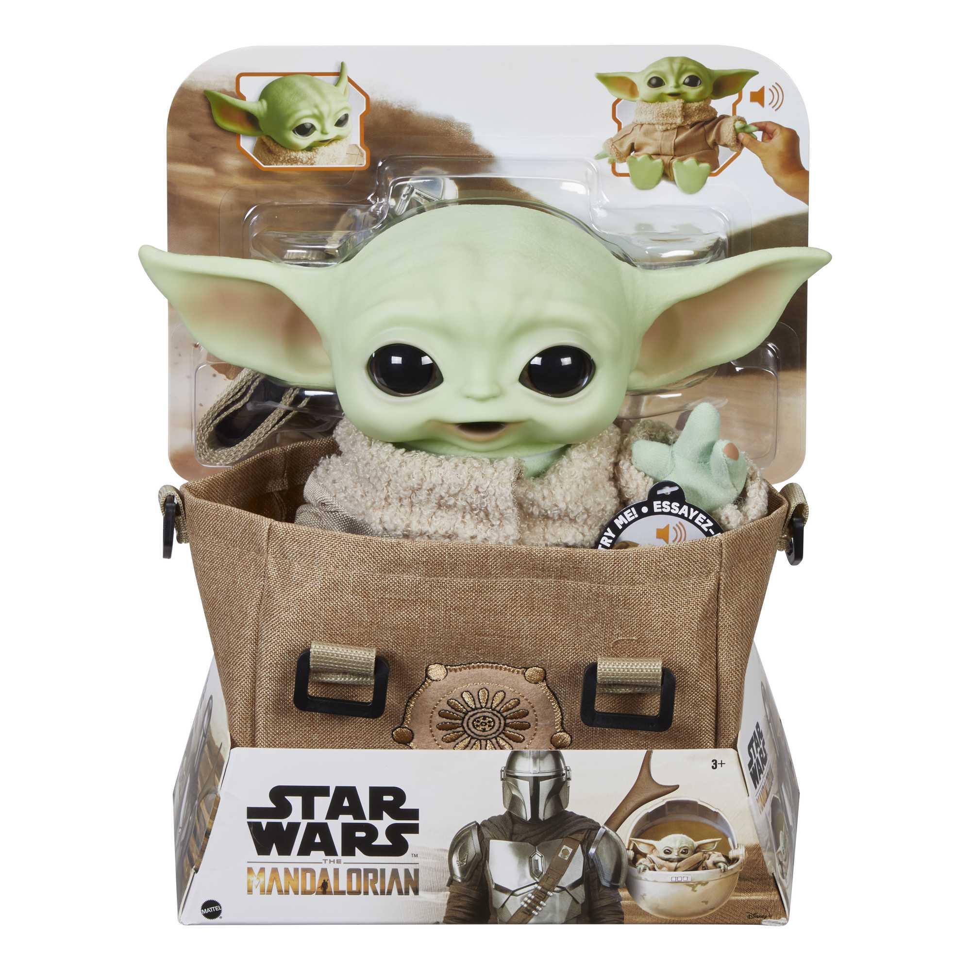 Star Wars The Mandalorian Figurine Peluche L’enfant Sonore et Son Sac