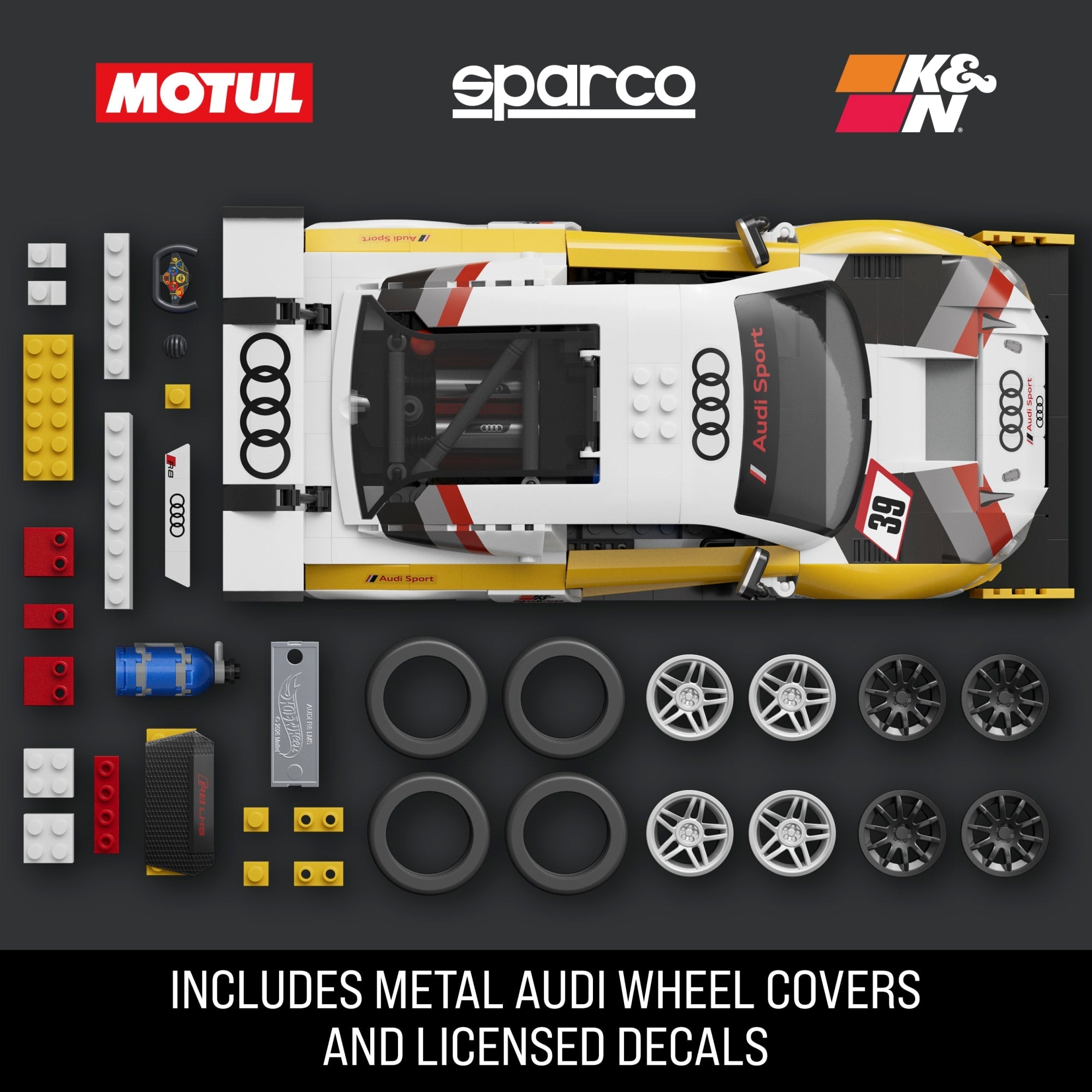 Mattel Brick Shop Hot Wheels ‘15 Audi R8 Lms Building Toy Kit (820 Pieces), For Collectors