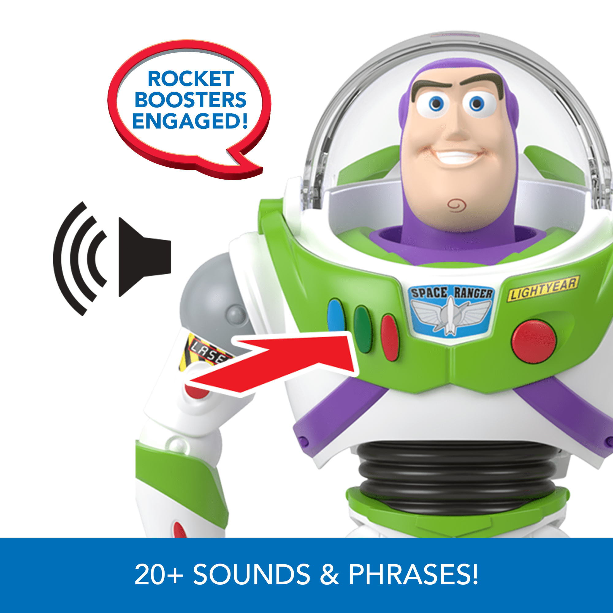 Disney And Pixar Toy Story Buzz Lightyear 10-Inch Action Figure Toy With Rocket & Sounds