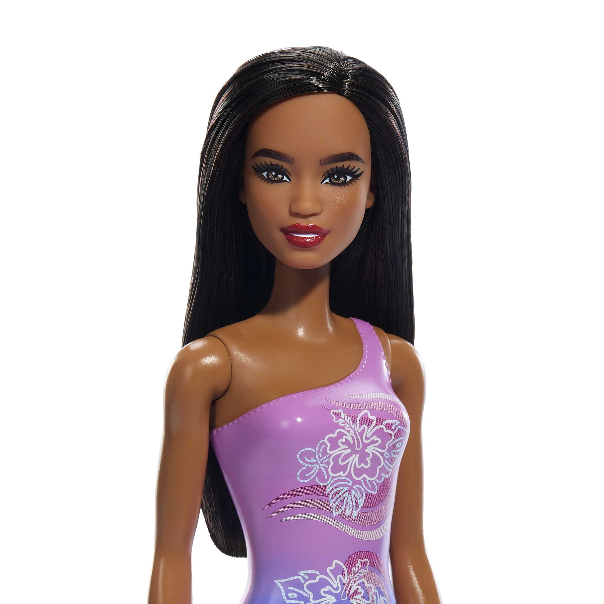 Barbie Fashion & Beauty Muñeca Playa con Traje de Baño Morado