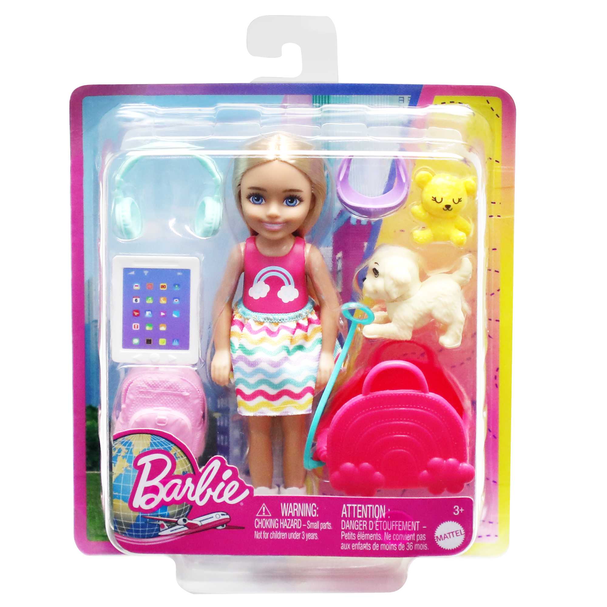 Barbie Toys, Chelsea Doll And Accessories, Travel Set With Puppy